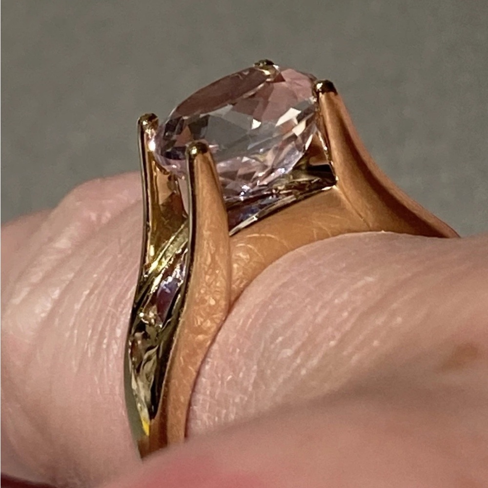 Morganite Natural Yellow Solid Gold Ring 14k - image 5